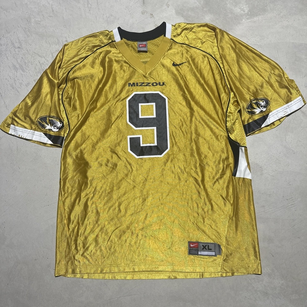 Missouri Tigers Jersey Men's SZ XL Gold NCAA Football Nike Mizzou #9 Authentic